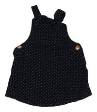 Tmavomodré puntíkaté manšestrové laclové šaty Tu