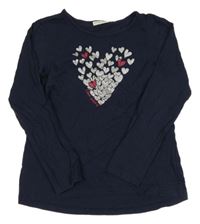 Tmavomodré triko se srdcem OVS