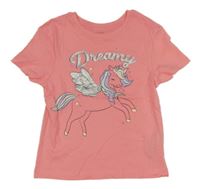Lososové tričko s jednorožcem Primark
