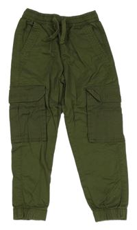 Khaki plátěné cuff kalhoty s kapsami dunnes