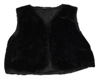 Černá kožešinová podšitá crop vesta 