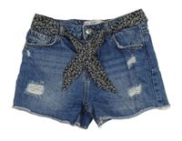 Tmavomodré riflové kraťasy s prošoupáním a páskem Denim Co.