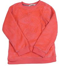 Neonově růžová plyšová mikina s jednorožcem H&M