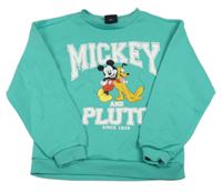 Zelená mikina s Mickeym a Plutem zn. Primark