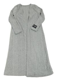 Šedý žebrovaný melírovaný úpletový cardigan Shein