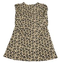 Béžovo-černo-okrové šaty s leopardím vzorem Matalan
