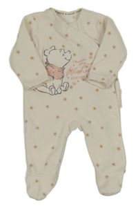 Smetanový fleecový overal s hvězdami a Medvídkem Pú George