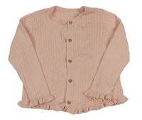 Růžový žebrovaný propínací svetr F&F