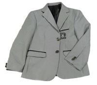 Černo-bílé kostkované slavnostní sako s výšivkou