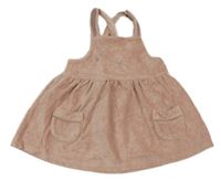 Růžové žebrované sametové laclové šaty s čumákem Next