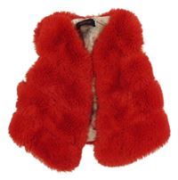 Červená kožešinová podšitá vesta 