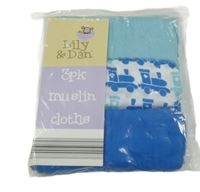 Nové - 3set - 3x modro-bílá mušelínová plena Lily & Dan