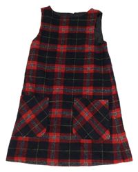 Nové - Tmavomodro-červené kostkované šaty St. Bernard