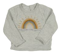 Světlešedá melírovaná mikina s duhou Tu