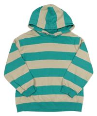 Béžovo-zelená pruhovaná mikina s kapucí M&S