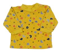 Žluté triko s měsíci a srdíčky a hvězdami