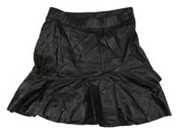 Černá koženková sukně s volánkem 