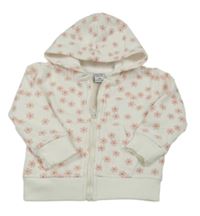 Bílo-růžová květovaná propínací mikina s kapucí Dopodopo