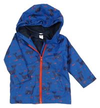 Tmavomodrá voděodolná jarní bunda s velrybami a kapucí C&A
