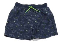 Tmavomodré plážové kraťasy se žraloky Y.F.K.