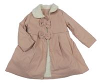 Světlerůžový šusťákový zateplený kabát s mašlemi Shein