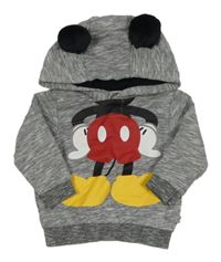Šedá melírovaná mikina s Mickeym a kapucí C&A