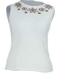 Dámský smetanový vzorovaný top s kamínky Topshop 