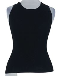 Dámský černý žebrovaný úpletový top s volnými zády Bershka 