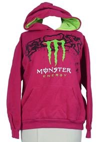 Dámská fuchsiová mikina s potiskem Monster a kapucí 