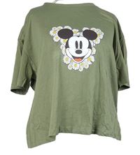 Dámské khaki crop tričko s Mickeym zn. New Look 