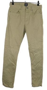 Pánské béžové slim plátěné kalhoty H&M vel. 29/32