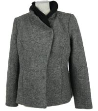 Dámský šedý vlněný krátký kabát M&S