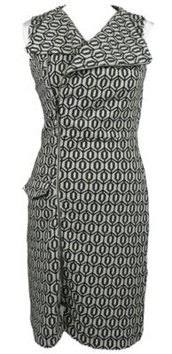 Dámské černo-bílé vzorované pletené propínací šaty s límcem Next 