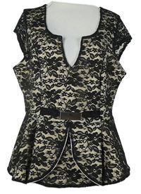 Dámská černo-béžová krajková halenka Lipsy 