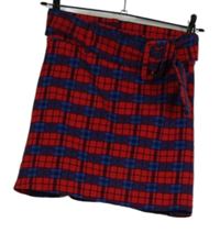 Dámská červeno-modrá kostkovaná sukně s páskem C&A