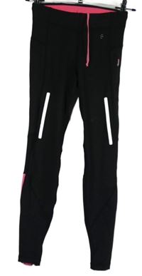 Dámské černo-růžové sportovní funkční legíny s pruhy H&M