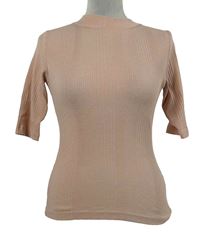 Dámské světlerůžové žebrované triko New Look 