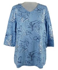 Dámské světlemodré květované triko 