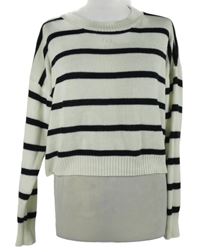 Dámský bílo-černý pruhovaný crop svetr Shein 