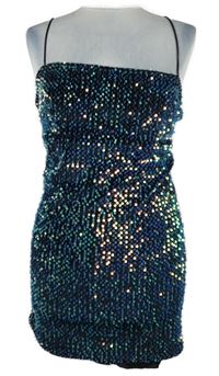 Dámské tmavomodré flitrové minišaty Motel 