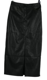 Dámská černá koženková midi sukně New Look 