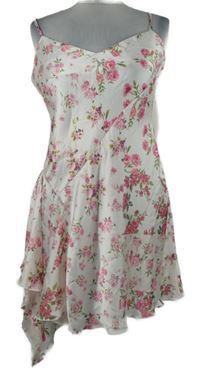 Nové - Dámské bílé květované saténové šaty Primark 