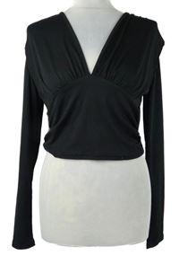 Dámské černé žebrované crop triko Cider 