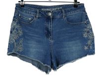 Dámské světlemodré riflové kraťasy s květy a vysokým pasem Next