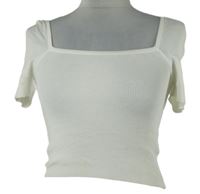 Dámské bílé žebrované crop pletené tričko H&M