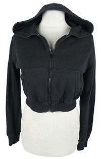 Dámská černá crop propínací mikina s kapucí H&M