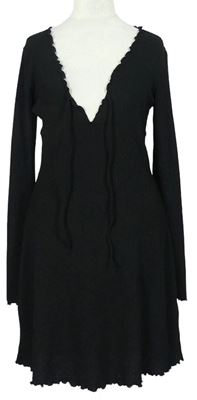 Dámské černé úpletové žebrované šaty Topshop 