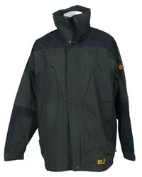Pánská khaki-černá šusťáková podzimní funkční bunda s ukrývací kapucí Inall 