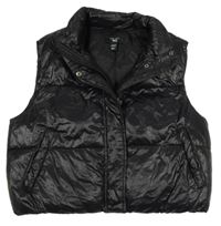 Černá šusťáková crop zateplená vesta New Look