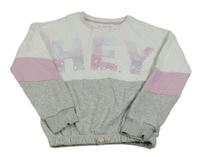 Bílo-šedo-růžová mikina s nápisem z filtrů F&F